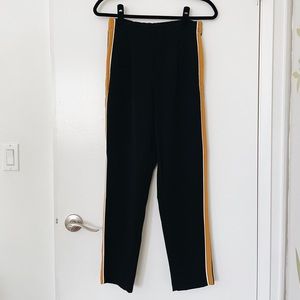 Zara black trousers with mustard yellow & cream side stripe
